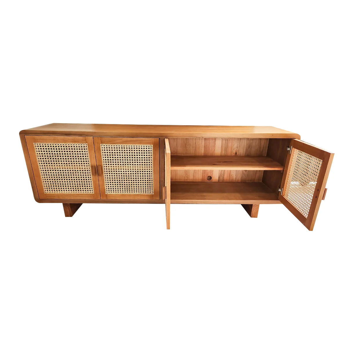 Rack Demolição Lapa Com Portas Em Palhinha Natural e Laterais Curvas - Marcenaria Bicho do Mato