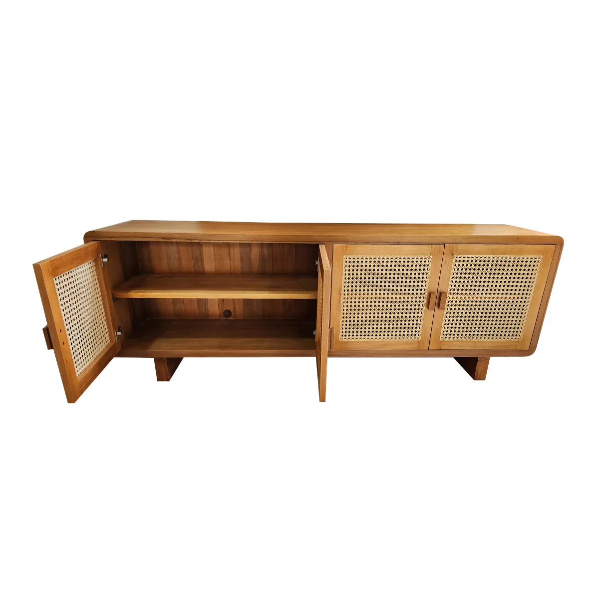 Rack Demolição Lapa Com Portas Em Palhinha Natural e Laterais Curvas - Marcenaria Bicho do Mato