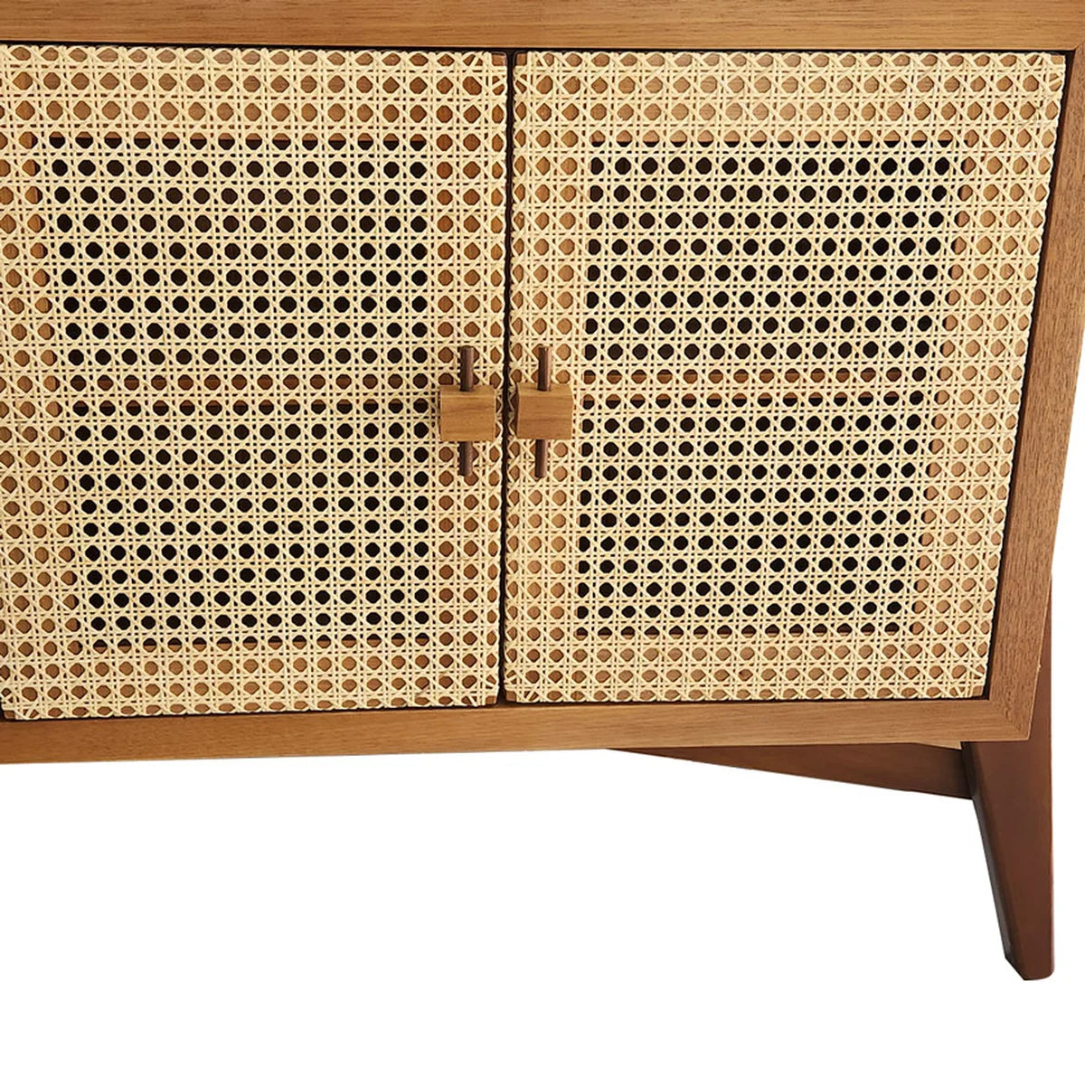 Rack / Buffet Em Madeira Maciça Demolição Planalto Com 04 Portas Em Palhinha Natural Indiana