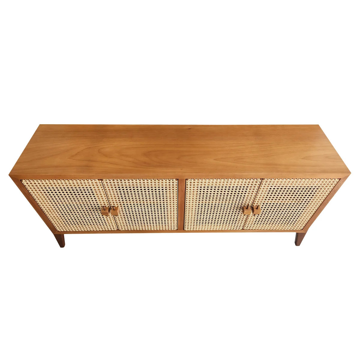 Rack / Buffet Em Madeira Maciça Demolição Planalto Com 04 Portas Em Palhinha Natural Indiana