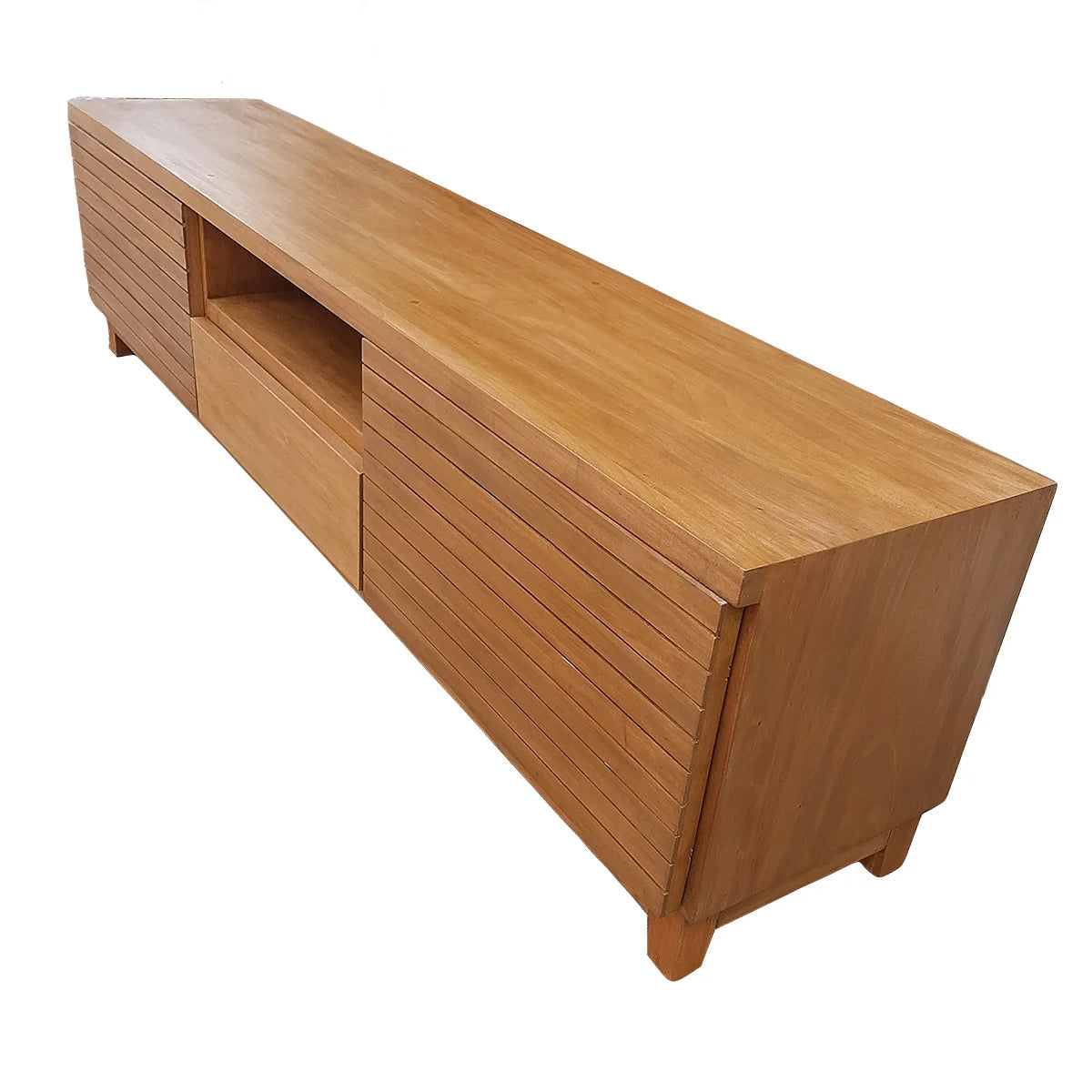 Rack De Madeira Maciça Demolição Petrópolis Com 2 Armários Laterais, Gaveta E Nicho