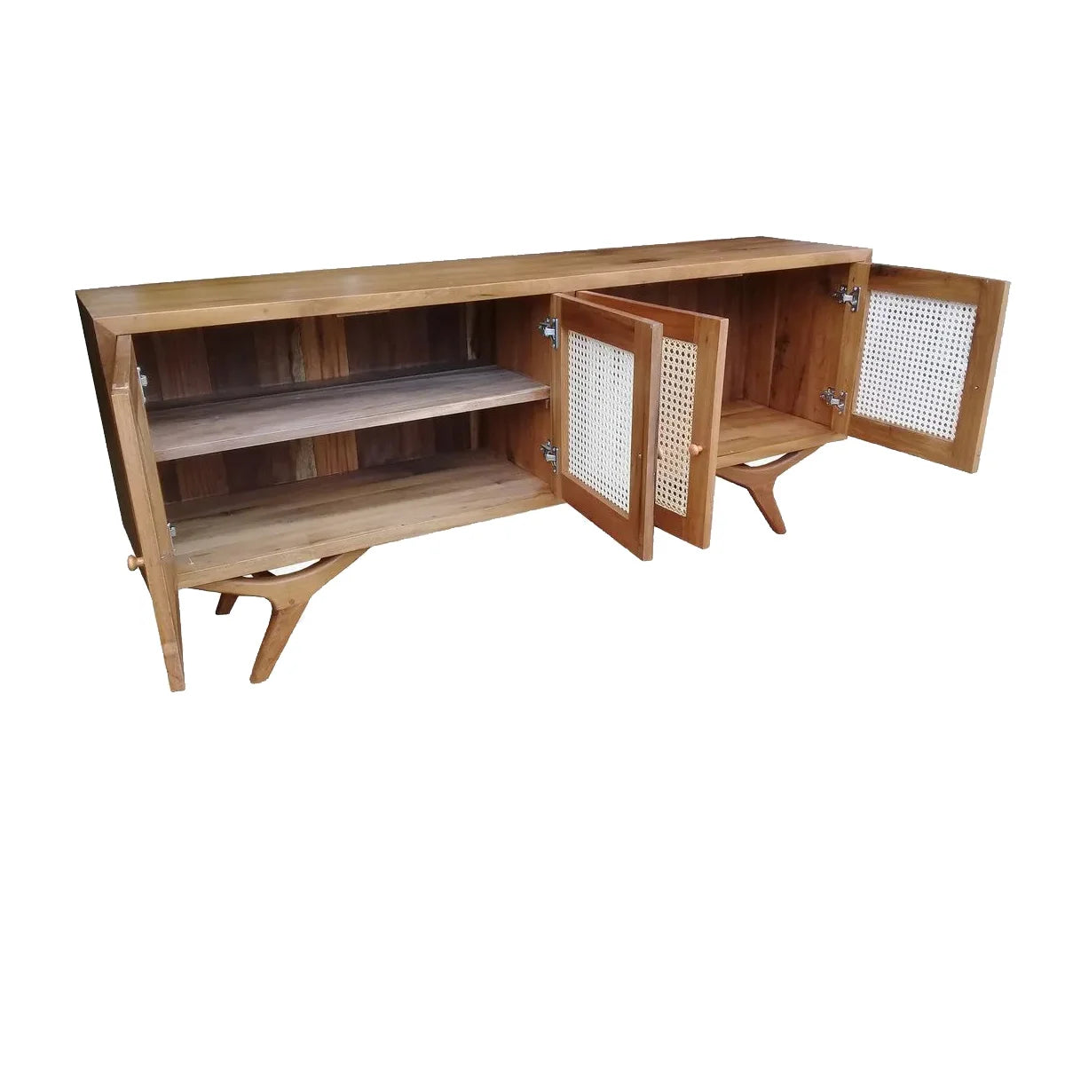 Rack De Madeira Maciça Demolição Alvorada Com 03; 04 ou 05 Portas Em Palhinha Natural Indiana - Marcenaria Bicho do Mato