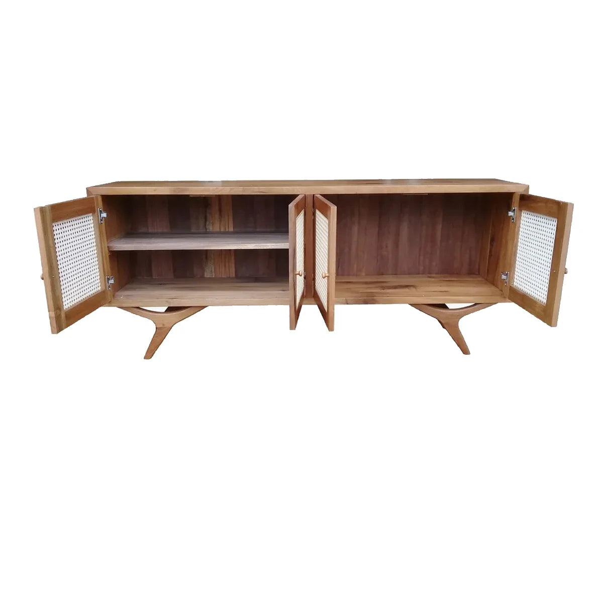 Rack De Madeira Maciça Demolição Alvorada Com 03; 04 ou 05 Portas Em Palhinha Natural Indiana - Marcenaria Bicho do Mato