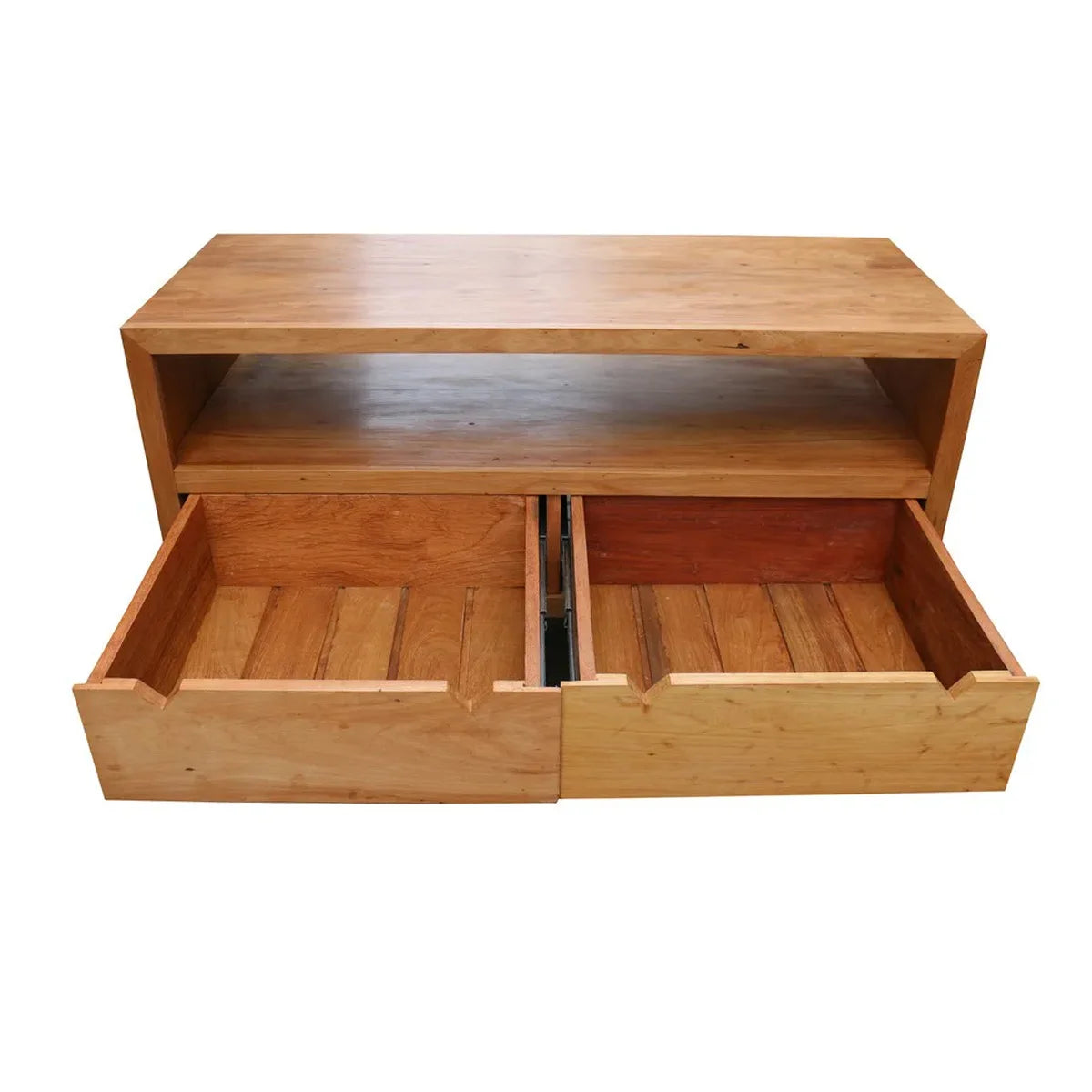 Rack de Madeira Maciça Demolição Caparaó Com Duas Gavetas E Nicho Superior - Marcenaria Bicho do Mato