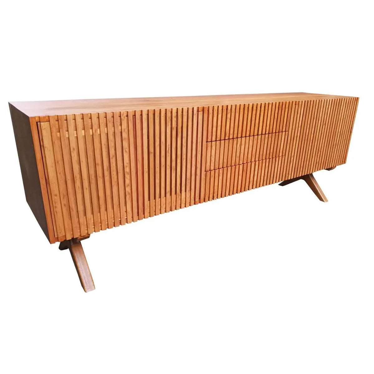 Rack De Madeira Maciça Demolição Ibirapuera Com 03 Gavetas Centrais - Marcenaria Bicho do Mato