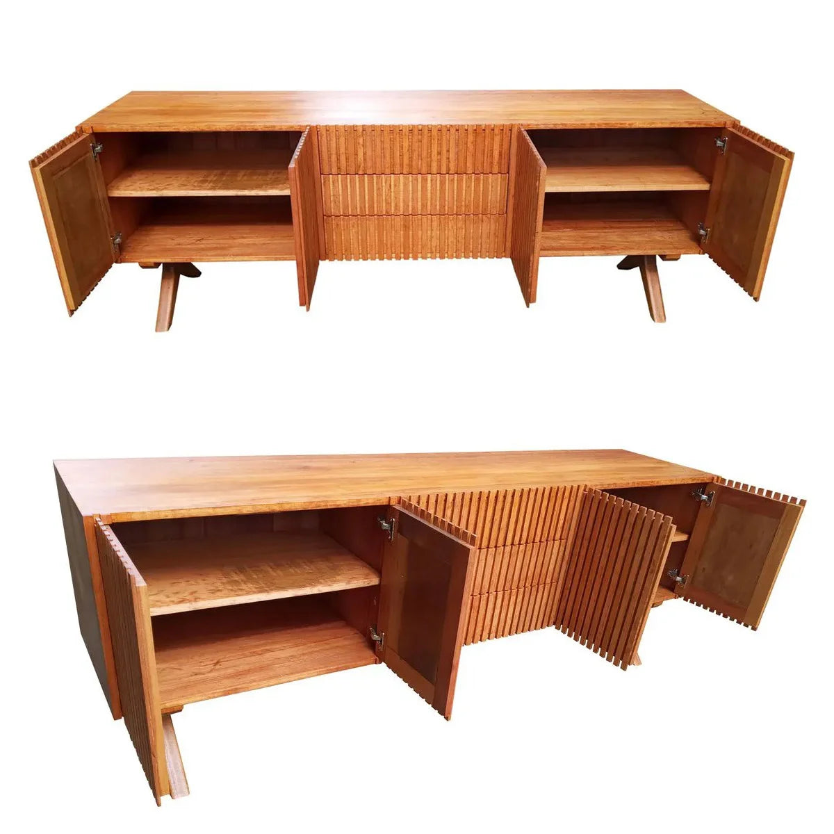 Rack De Madeira Maciça Demolição Ibirapuera Com 03 Gavetas Centrais - Marcenaria Bicho do Mato