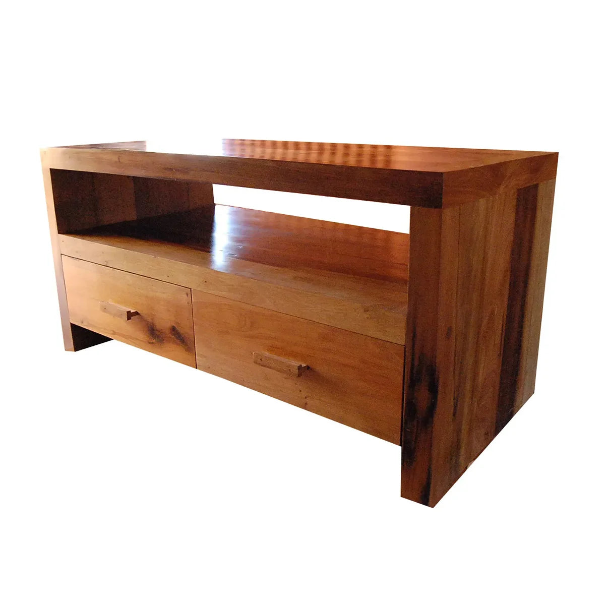 Rack De Madeira Maciça Demolição Itaúna Com Duas Gavetas E Nicho