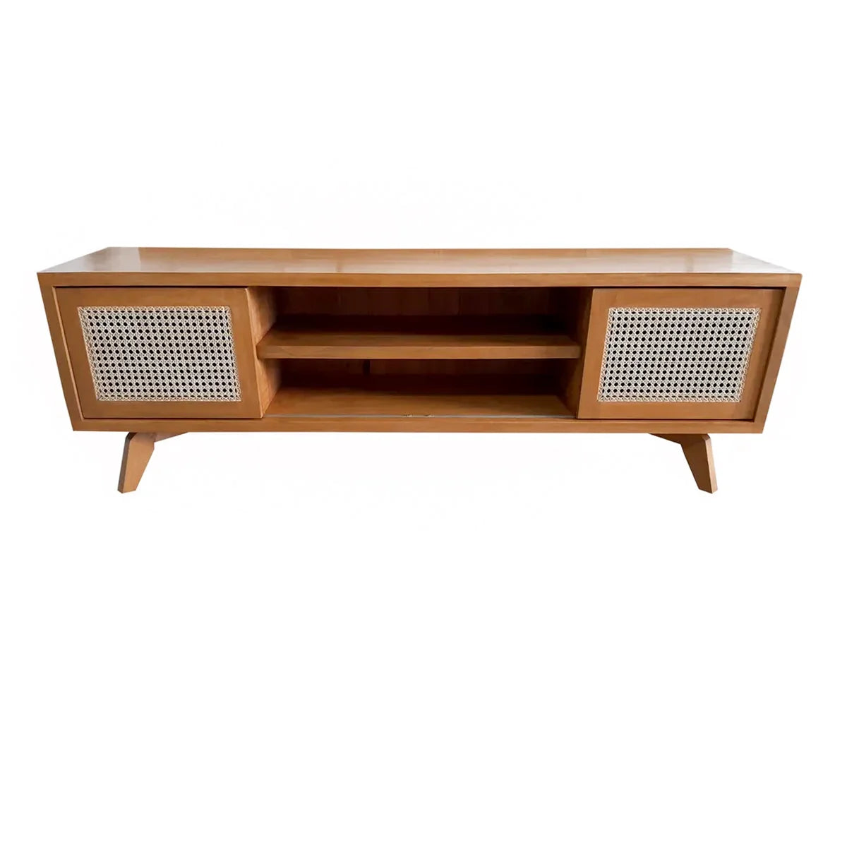 Rack De Madeira Maciça Demolição Olímpia Com duas Portas De Correr Em Palhinha Natural Indiana - Marcenaria Bicho do Mato