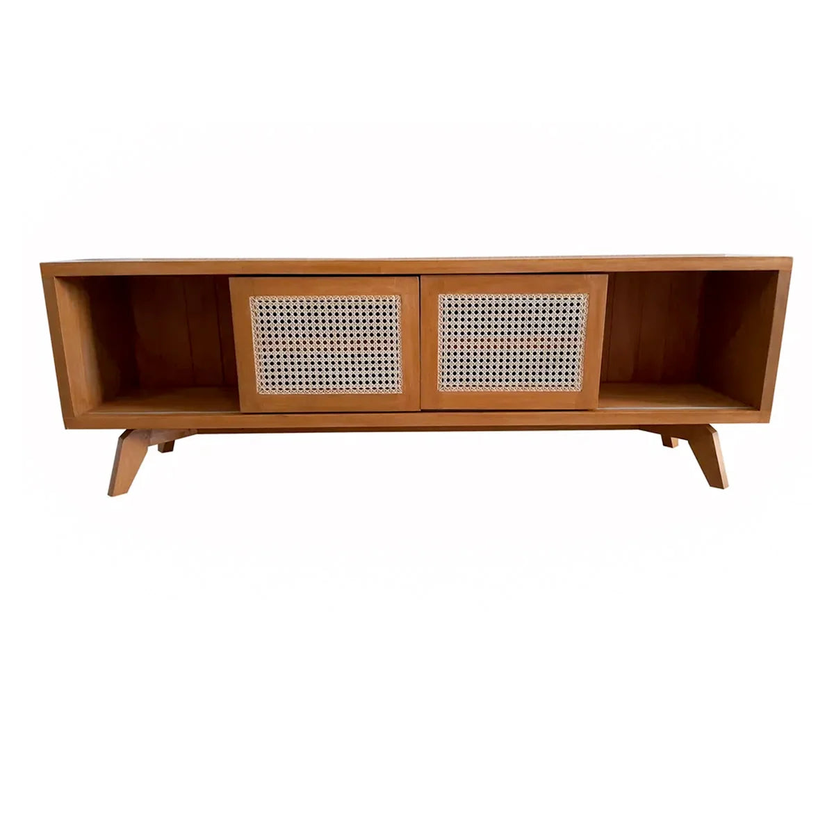 Rack De Madeira Maciça Demolição Olímpia Com duas Portas De Correr Em Palhinha Natural Indiana - Marcenaria Bicho do Mato