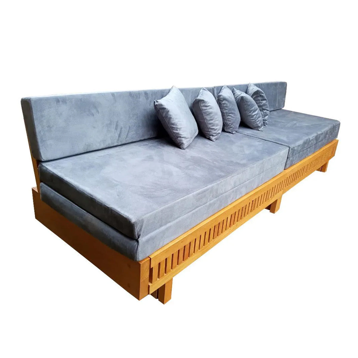 Sofá De Abrir De Madeira Maciça Demolição Praia Com Futons E Almofadas Soltas