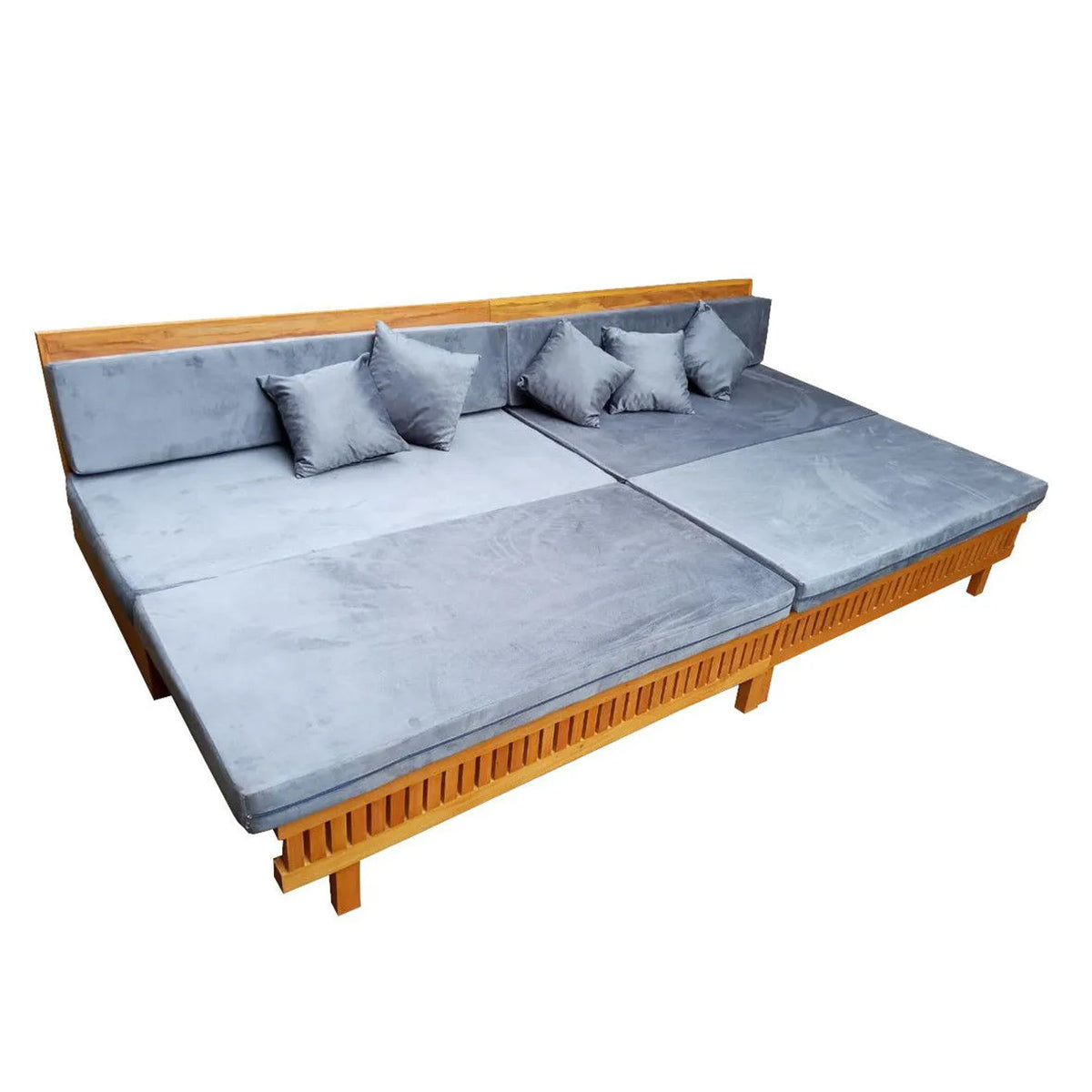 Sofá De Abrir De Madeira Maciça Demolição Praia Com Futons E Almofadas Soltas