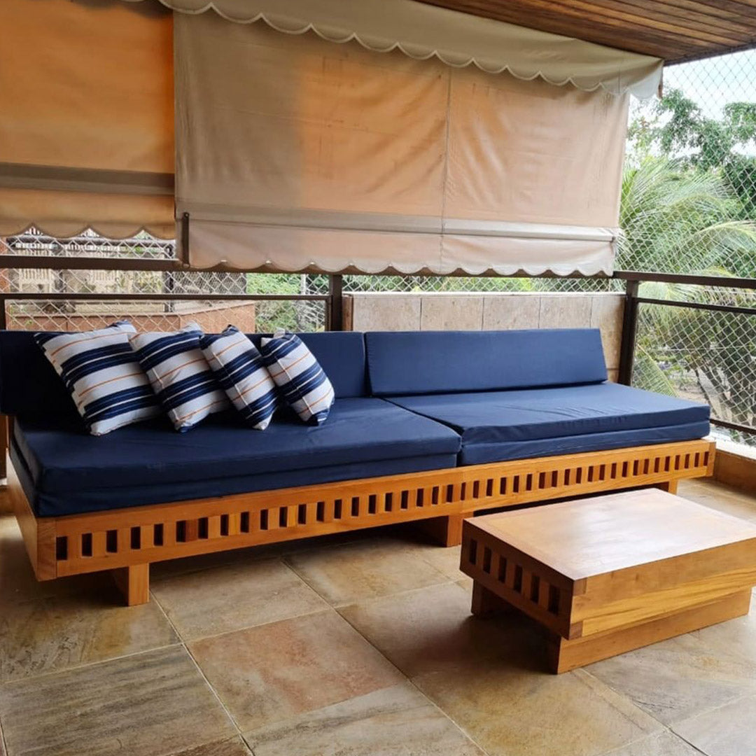 Sofá De Abrir De Madeira Maciça Demolição Praia Com Futons E Almofadas Soltas