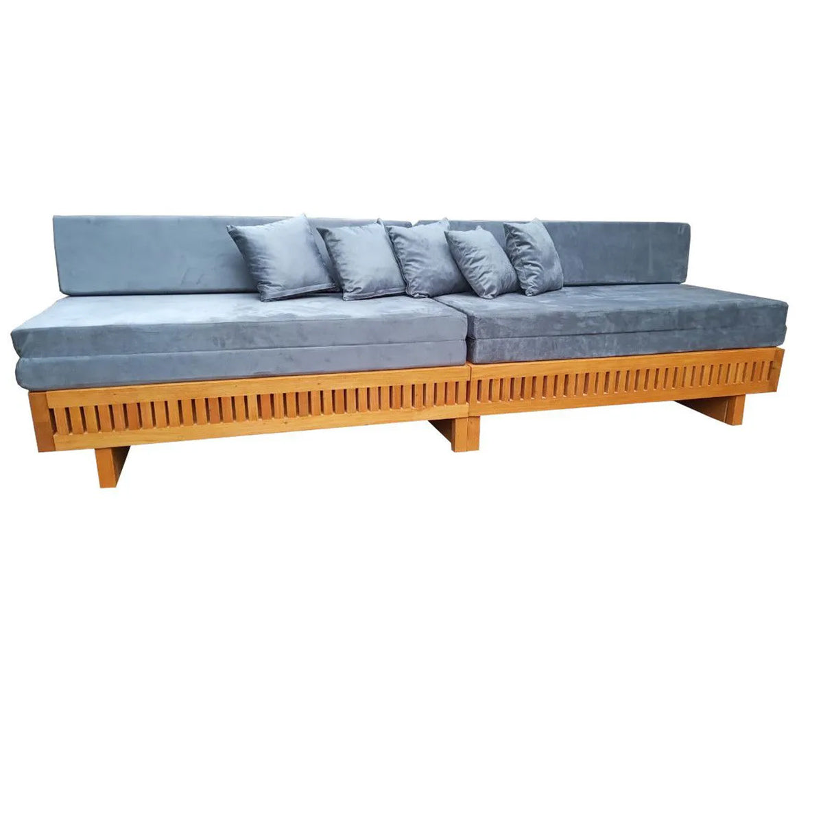 Sofá De Abrir De Madeira Maciça Demolição Praia Com Futons E Almofadas Soltas