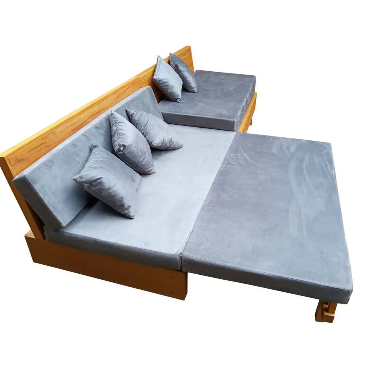 Sofá De Abrir De Madeira Maciça Demolição Praia Com Futons E Almofadas Soltas