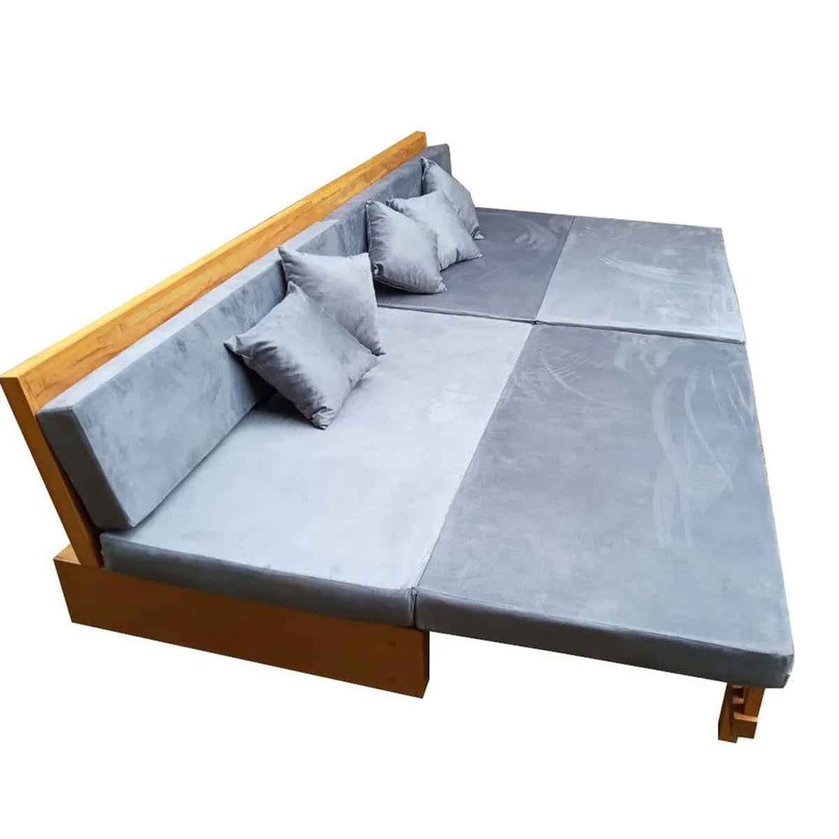 Sofá De Abrir De Madeira Maciça Demolição Praia Com Futons E Almofadas Soltas