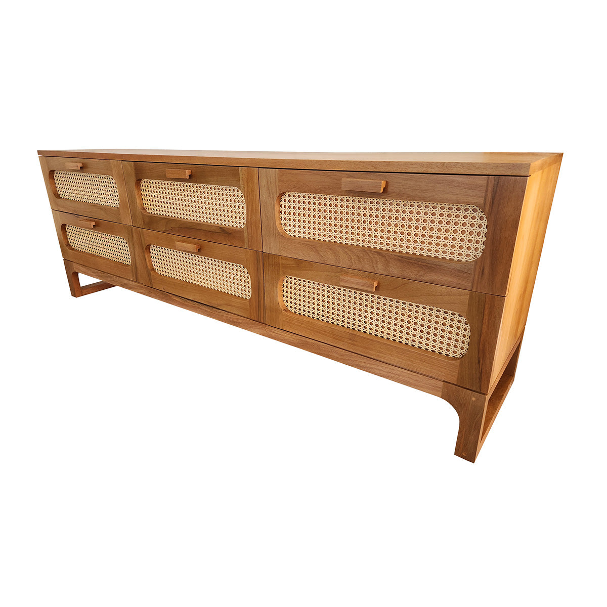 Rack De Madeira Maciça Paranoá Com 06 Gavetas Em Palhinha indiana