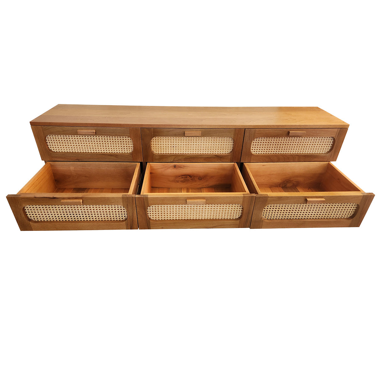 Rack De Madeira Maciça Paranoá Com 06 Gavetas Em Palhinha indiana