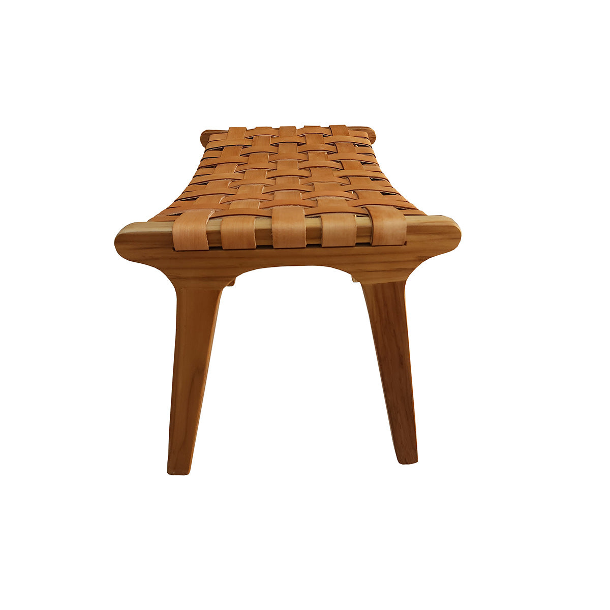 Banqueta Descanso para Pés Modelo Relax - Assento em Couro Cru