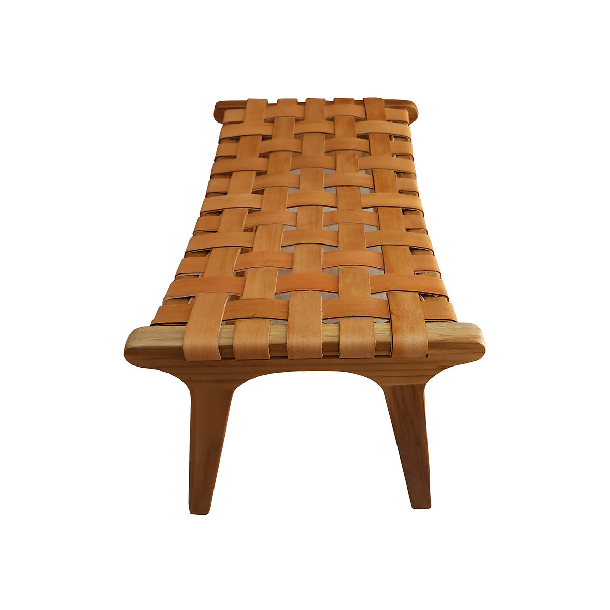 Banqueta Descanso para Pés Modelo Relax - Assento em Couro Cru