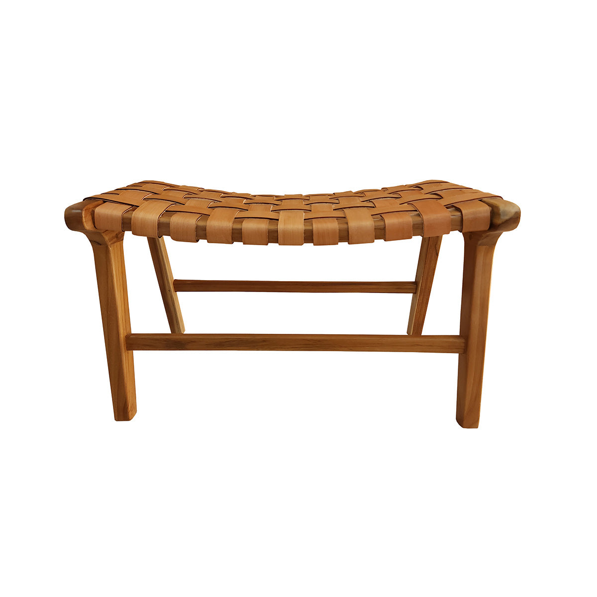 Banqueta Descanso para Pés Modelo Relax - Assento em Couro Cru