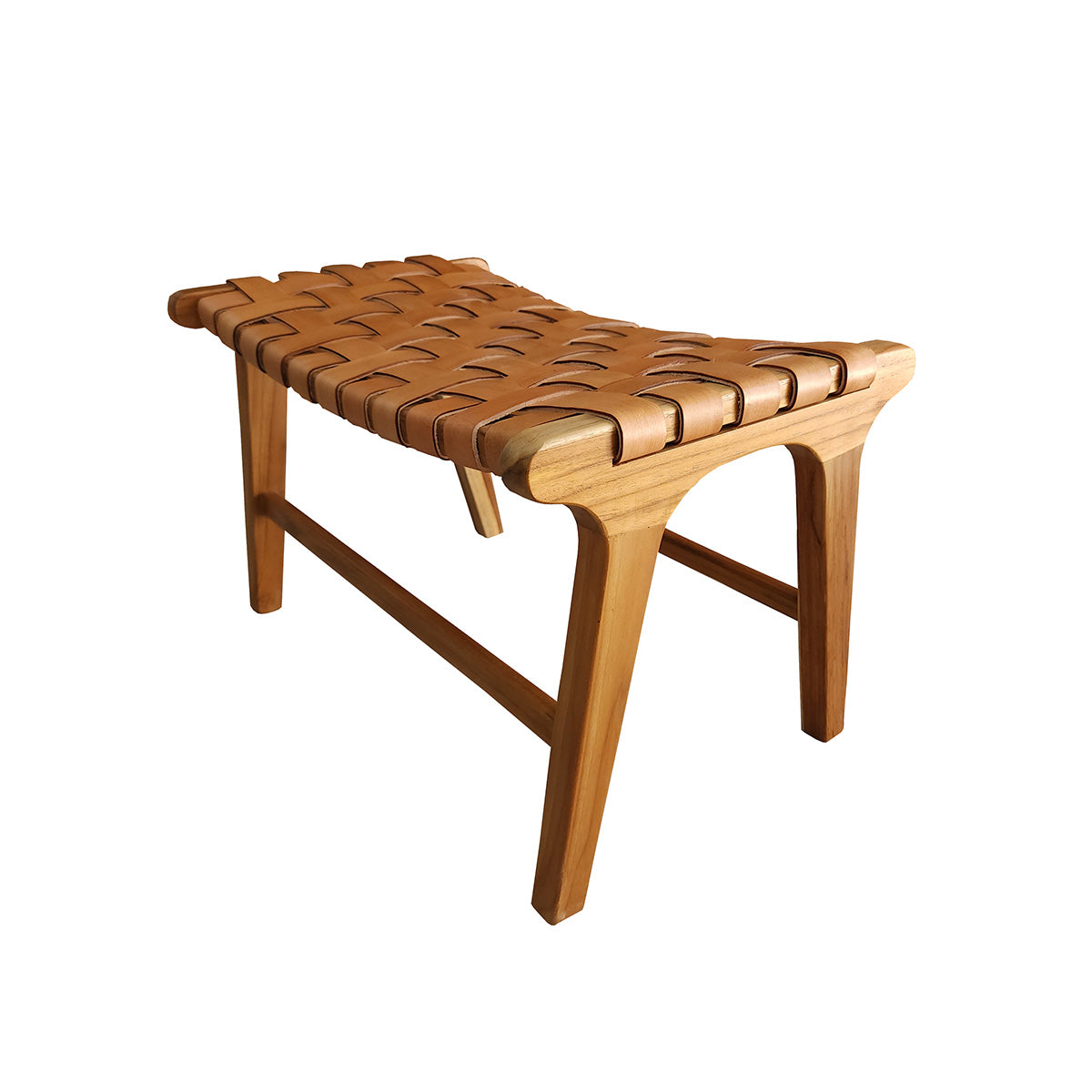 Banqueta Descanso para Pés Modelo Relax - Assento em Couro Cru