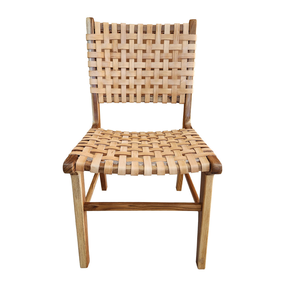 Cadeira Sabiá - Com Assento e Encosto Em Couro Cru Natural Trançado À Mão