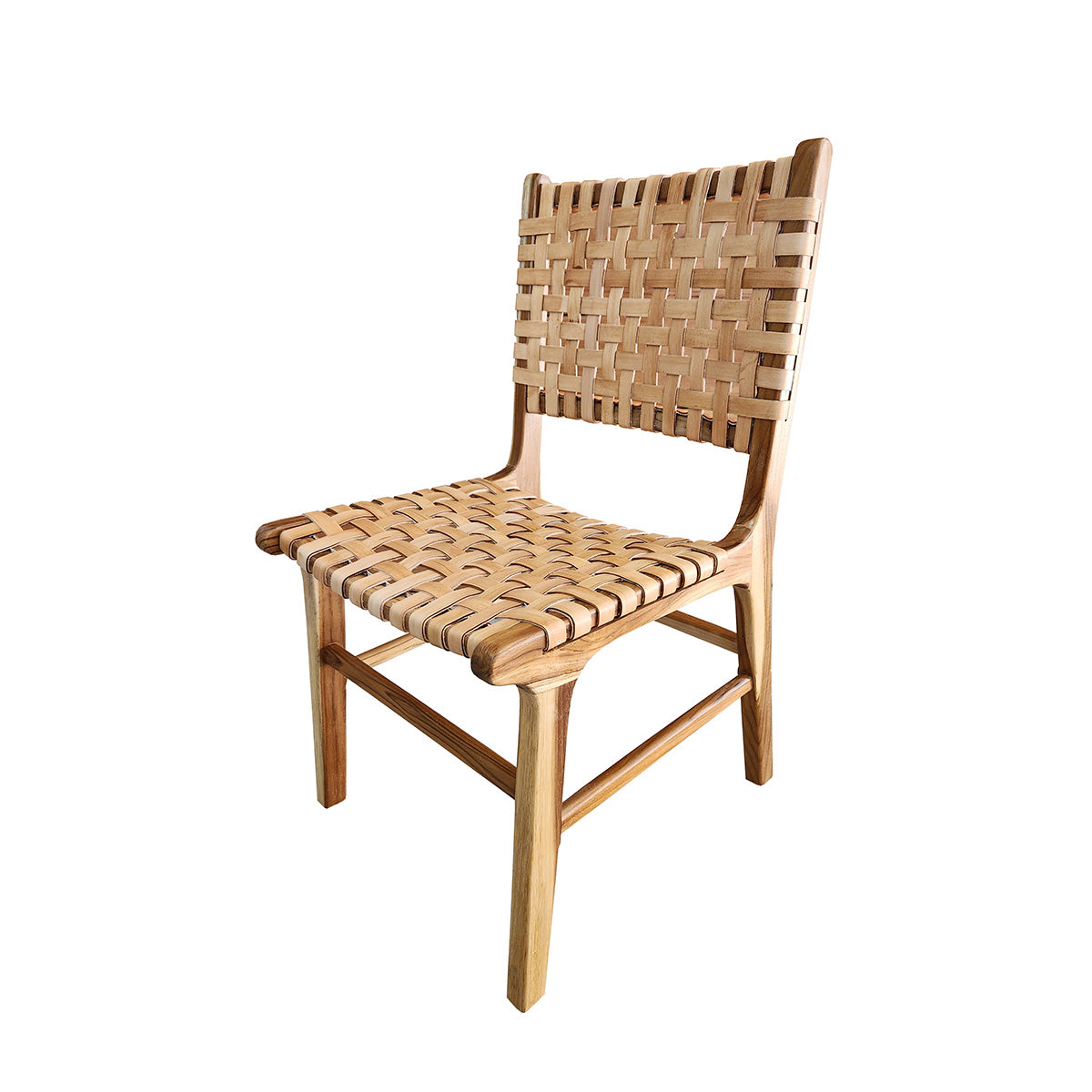 Cadeira Sabiá - Com Assento e Encosto Em Couro Cru Natural Trançado À Mão