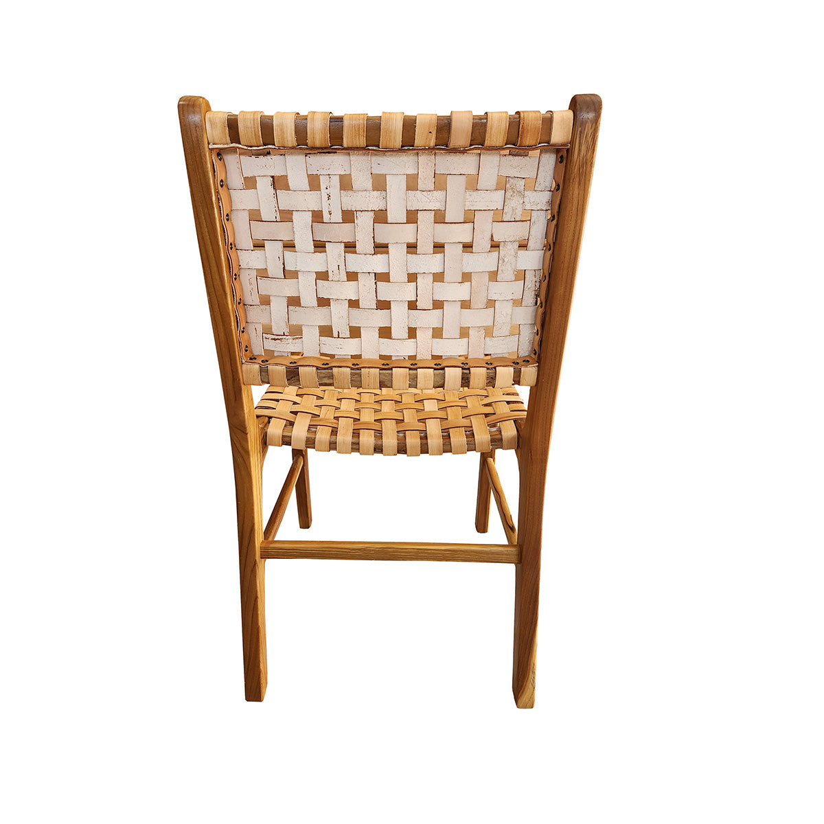 Cadeira Sabiá - Com Assento e Encosto Em Couro Cru Natural Trançado À Mão
