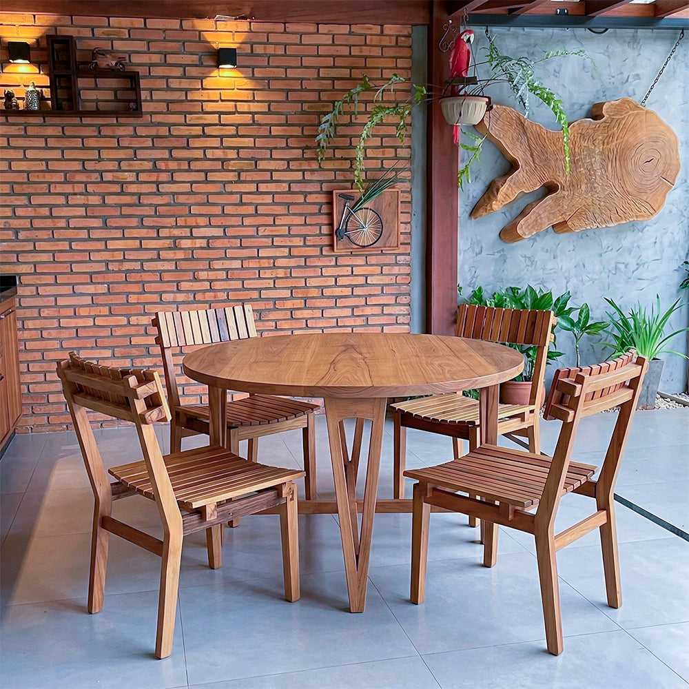 Conjunto Mesa Jantar Camburi com 04 Cadeiras Ergonômicas