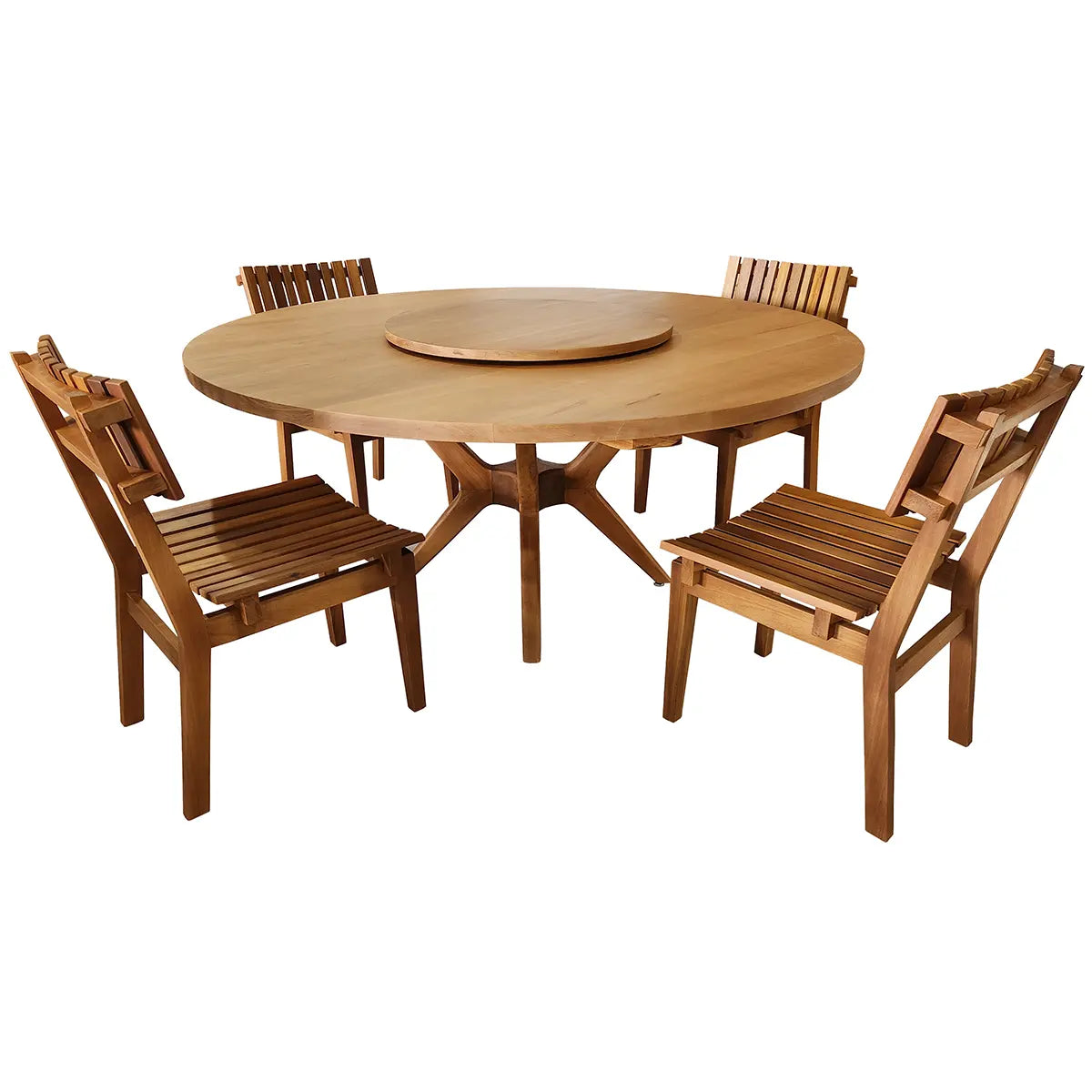 Conjunto Mesa De Jantar Maciça Praia Do Forte + 4 Cadeiras Ergonômicas