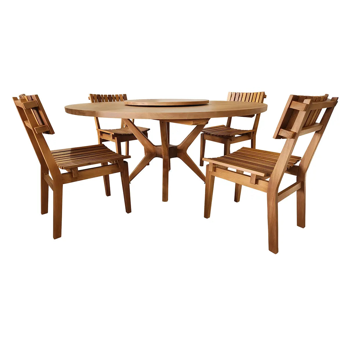 Conjunto Mesa De Jantar Maciça Praia Do Forte + 4 Cadeiras Ergonômicas