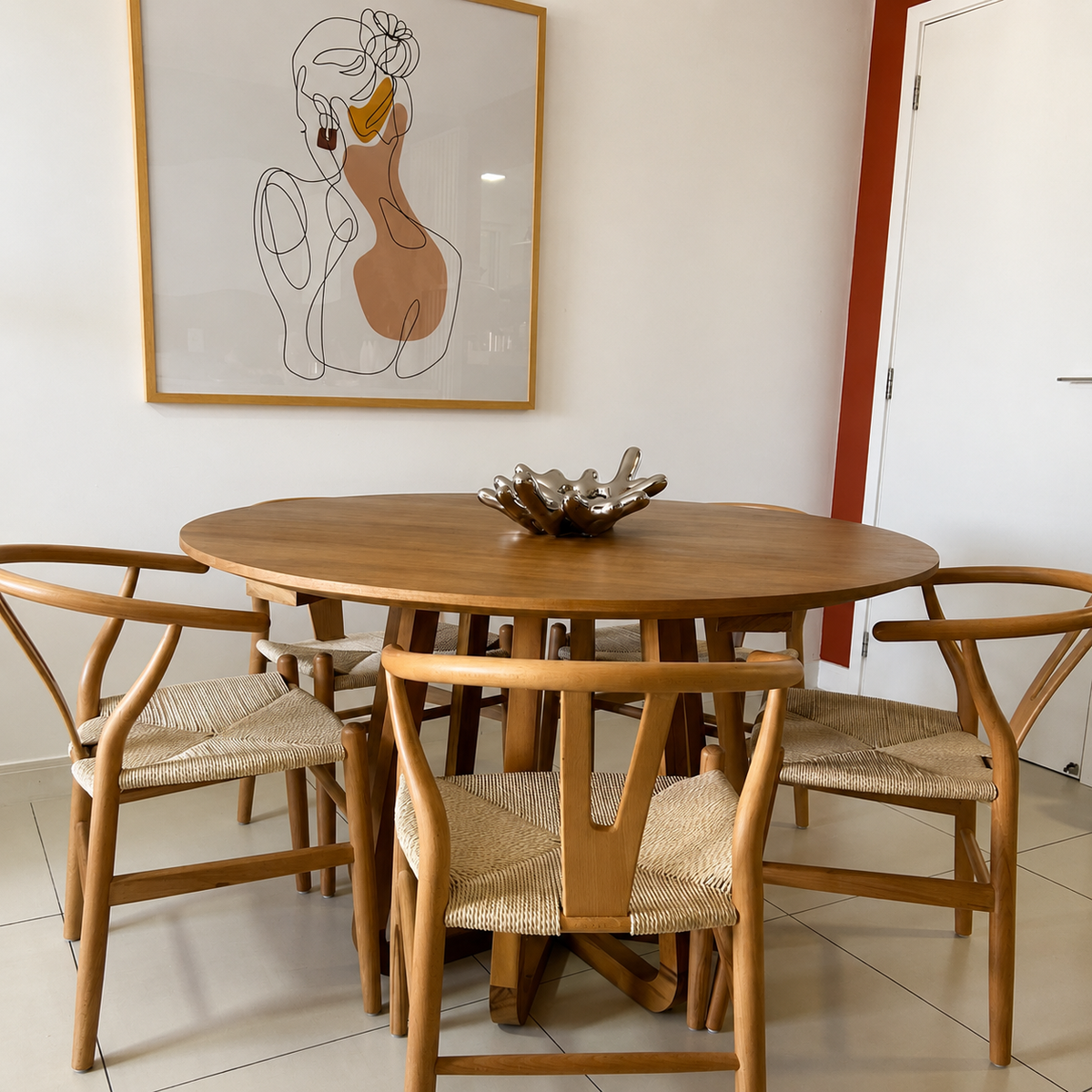 Mesa de Jantar Redonda De Madeira Maciça Demolição Lótus