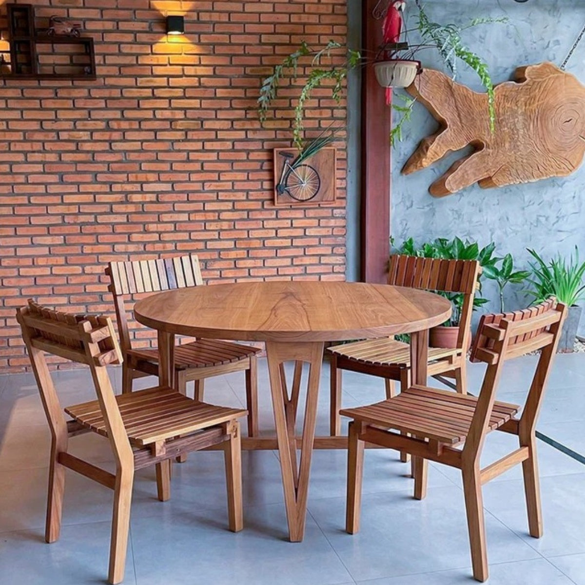 Mesa De Jantar Redonda Madeira Maciça Demolição Camburi