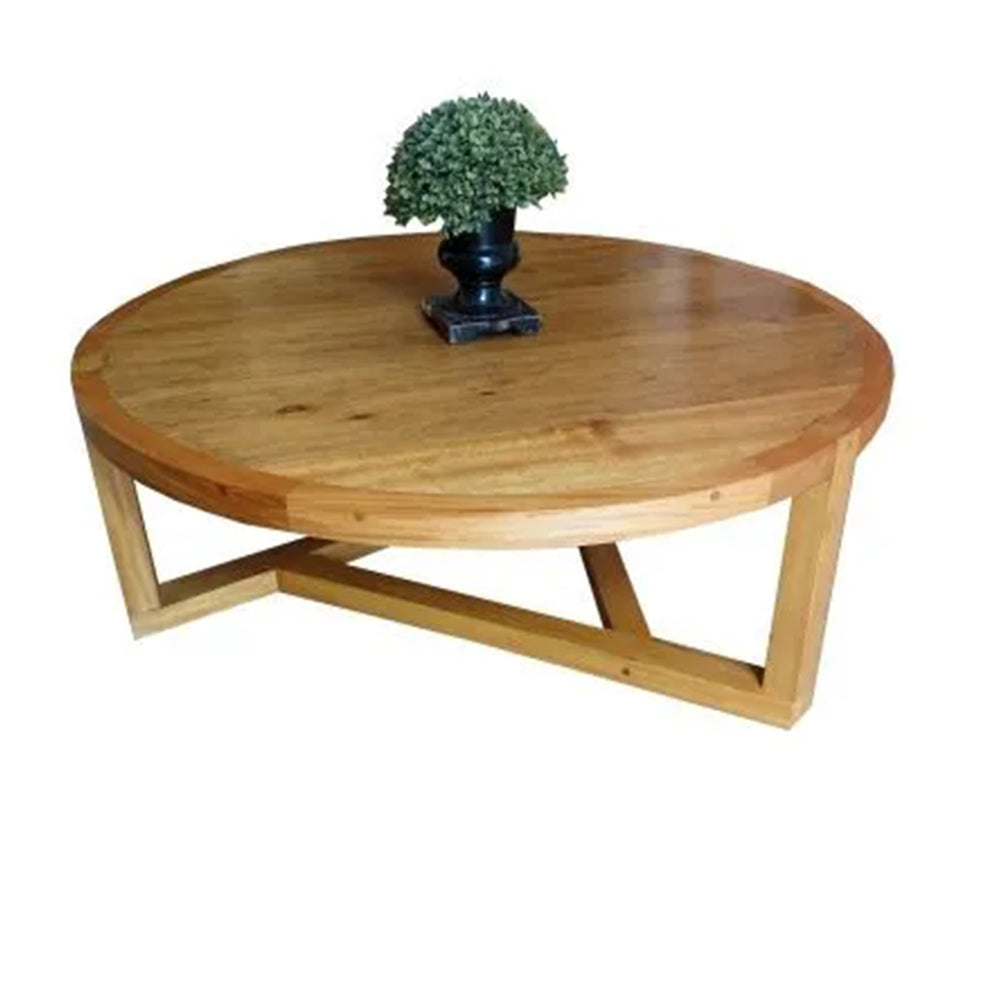 Mesa De Centro Redonda De Madera – Con Estante Inferior, Diseño Moderno, Color Blanco, Ideal Para Salón O Estudio