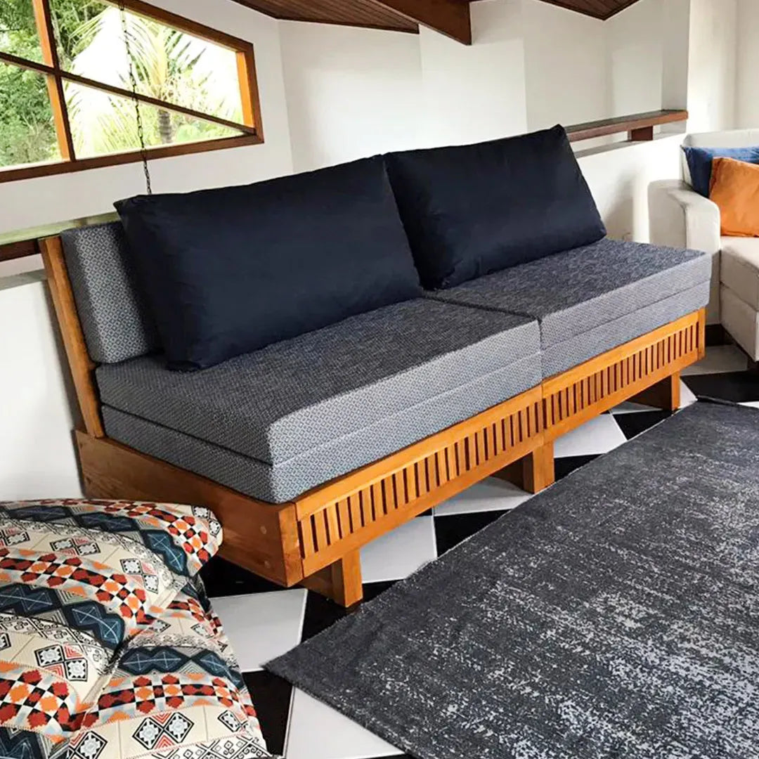 Sofá De Abrir De Madeira Maciça Demolição Praia com futons e almofadas